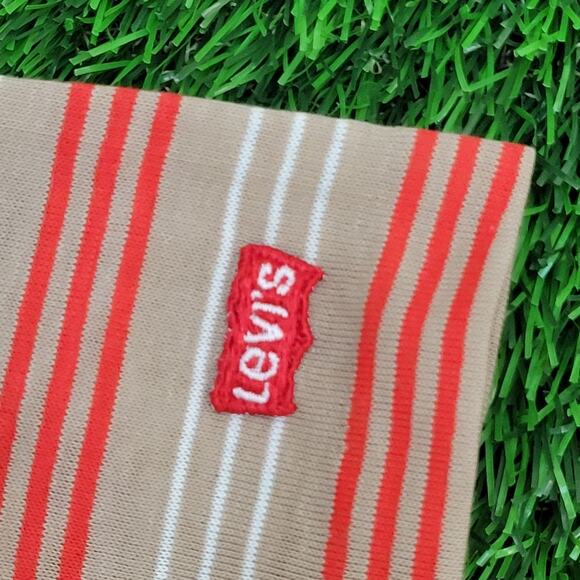 Vintage 80s LEVIS Stripes Polo Shirt M/L 21x27 Brown - Picture 10 of 12